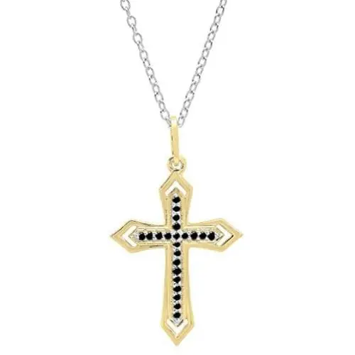Dazzlingrock Collection 10K Round Gemstone Ladies Cross Pendant (Silver Chain Included), Yellow Gold Dazzlingrock Collection 10K Round Gemstone Ladies Cross Pendant (Silver Chain Included), Yellow Gold