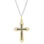 Dazzlingrock Collection 10K Round Gemstone Ladies Cross Pendant (Silver Chain Included), Yellow Gold