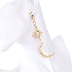 Meolin Star Moon Round Tassel Dangle Drop Earrings Stud Earrings for Women Jewelry