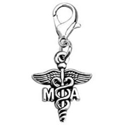 BAUNA MA Medical Assistant Gift MA Caduceus Clip-on Charm Zipper Pull Charm with Lobster Clasp Funny Gift for Medical Assistant MA Student