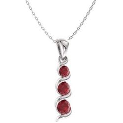 Diamondere Natural and Certified Gemstone Three Stone Necklace in 14k White Gold | 0.17 Carat Journey Pendant with Chain