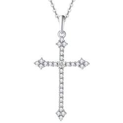 FANCIME Gold Plated 925 Sterling Silver High Polished Infinity/Heart/Gothic Cross Pendant With Cubic Zirconia CZ Pave Necklace for Women Girls, 18''