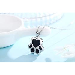 JUSTKIDSTOY Paw Print Locket Necklace 925 Sterling Silver Heart Locket Necklace That Holds Pictures Memorial Pendant Necklace Jewelry Gifts for Women