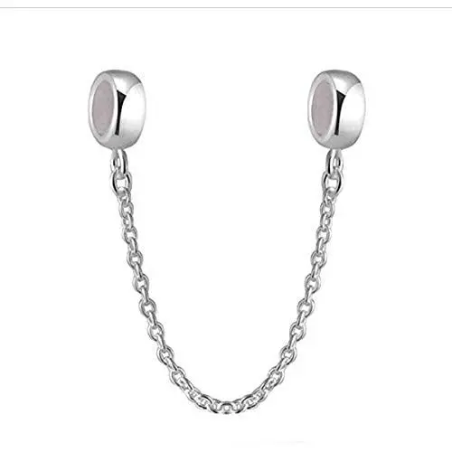 Safety Chain Charms Heart 925 Sterling Silver Beads fit Pandora Charms Bracelet & Necklace Safety Chain Charms Heart 925 Sterling Silver Beads fit Pandora Charms Bracelet & Necklace