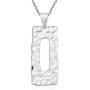 AeraVida Trendy Rectangle Hammered Tribal .925 Sterling Silver Pendant Necklace