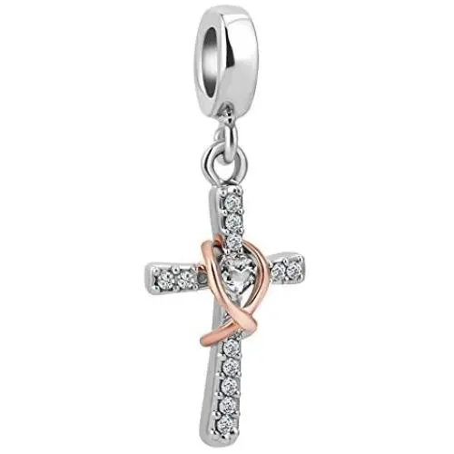 LovelyCharms Cross Charm with God All Things are Possible Religious Dangle Bead Fits European Bracelets LovelyCharms Cross Charm with God All Things are Possible Religious Dangle Bead Fits European Bracelets
