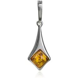 Ian and Valeri Co. Amber Sterling Silver Rhombic Pendant Necklace Chain 18''