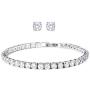 Shop LC Delivering Joy Women Diamond April Birthstone Tennis Bracelet with Stud Solitaire Earrings White Cubic Zirconia CZ Fashion Jewelry Birthday Gifts Set 7'' Cttw 11.5