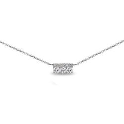 Sterling Silver Genuine or Synthetic Gemstone Round Three Stone Dainty Bar Choker Necklace