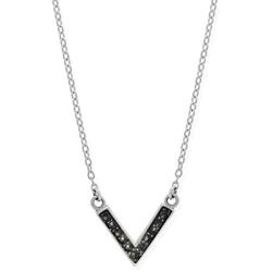 Boma Jewelry Sterling Silver Marcasite Chevron V Necklace, 18 Inches