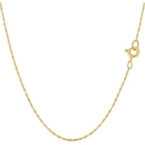 14k Yellow Gold Rope Chain Necklace, 0.5mm 14k Yellow Gold Rope Chain Necklace, 0.5mm