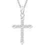 Carleen Yellow Gold Plated Sterling Silver Cubic Zirconia CZ Simulated Diamond Cross Crucifix Pendant Necklace Jewelry for Women Girls, 18'' Silver Chain Nice Gifts Jewelry Box