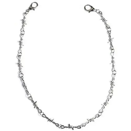 KESOCORAY Punk Gothic Thorns Stainless Steel Barbed Wire Chain Necklace Bracelet Silver Jewelry for Men Women KESOCORAY Punk Gothic Thorns Stainless Steel Barbed Wire Chain Necklace Bracelet Silver Jewelry for Men Women