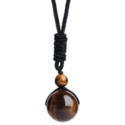 Nicestone Natural Stone Healing Crystal Pendant Necklace Black Rope Chain for Women Men……