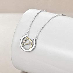 MONGAS Horseshoe Horse Necklace 925 Sterling Silver Horseshoe Horse Jewelry for Women