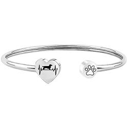 FUSTMW Dog Owner Bracelet Dachshund Boxer Golden Retriever Dog Lover Gifts Pitbull Boston Terrier Paw Print Bangle Jewelry