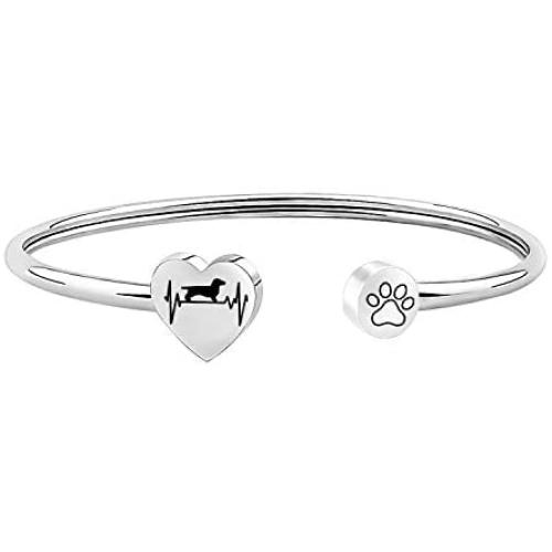 FUSTMW Dog Owner Bracelet Dachshund Boxer Golden Retriever Dog Lover Gifts Pitbull Boston Terrier Paw Print Bangle Jewelry