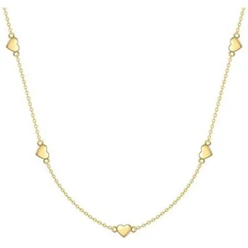 Yafeeso Solid 14K Gold Heart Necklace for Women Heart Station Pendant Necklace Love Heart Jewelry Anniversary Birthday Gifts for Her, 16+2 Inch