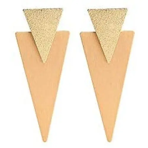 Simple Geometric Double Triangle Drop Dangle Earring Gold Silver Metal Earring For Women Girl Fashion Party Jewelry-Gold Simple Geometric Double Triangle Drop Dangle Earring Gold Silver Metal Earring For Women Girl Fashion Party Jewelry-Gold