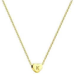 Ovian Heart Initial Necklace for Women 18K Gold Plated Stainless Steel Tiny Heart Pendant Engraved Letter Necklace Personalized Monogram Name Necklace for Girls