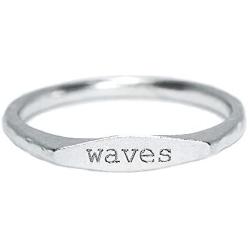 Pura Vida Waves Vibes Stackable Ring - .925 Sterling Silver Band, Brass Base - Sizes 5-9