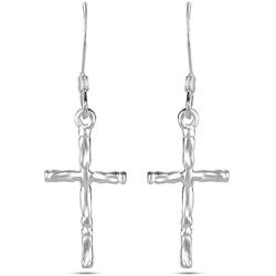 LeCalla Sterling Silver Jewelry Cross Shaped Drop Dangler Earrings for Women Girl