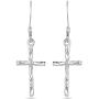 LeCalla Sterling Silver Jewelry Cross Shaped Drop Dangler Earrings for Women Girl
