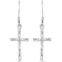 LeCalla Sterling Silver Jewelry Cross Shaped Drop Dangler Earrings for Women Girl LeCalla Sterling Silver Jewelry Cross Shaped Drop Dangler Earrings for Women Girl