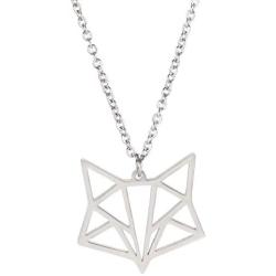 VASSAGO Stainless Steel Origami Geometric Fox Head Pendant Necklace Hollow Out Design Animal Charm Necklaces for Men Women Boys and Girls