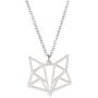VASSAGO Stainless Steel Origami Geometric Fox Head Pendant Necklace Hollow Out Design Animal Charm Necklaces for Men Women Boys and Girls