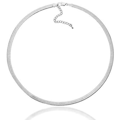 JIBSA 18K Gold Plated Choker Layered Thin Dainty Chain Necklace 14'' 16'' 18'' Long for Women Teen Girls Fashion Jewelry