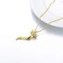 PDTJMTG Italian Horn Necklace 18K Gold Plated Sterling Silver Crown Horn Necklace, 20”+2”