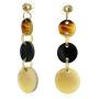 Boho Fashion Geometric Hand Made Natural Organic Buffalo Horn Dangle Round Disc Triple Coin Drop Earrings For Women Teen