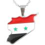 Stainless Steel Syria Map Flag Pendant Necklaces Syrians Jewelry