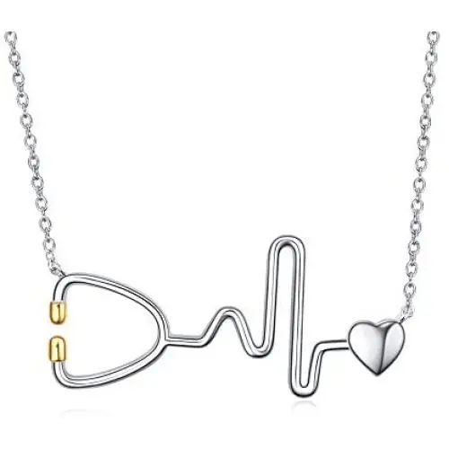 SOULMEET Sterling Silver Stethoscope Heart Pendant Necklace Medical Workers Doctor Nurse Gift Nursing Themed Jewelry SOULMEET Sterling Silver Stethoscope Heart Pendant Necklace Medical Workers Doctor Nurse Gift Nursing Themed Jewelry