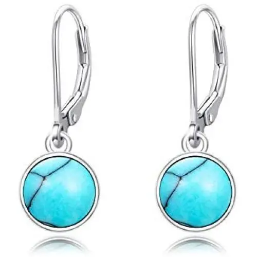 Turquoise Small Hoops Earrings, 925 Sterling Silver Round Shape Huggie Hypoallergenic for Sensitive Ears, Turquoise Jewelry Gift for Women Mom Wife Daughter Girlfriend with Gift Box Turquoise Small Hoops Earrings, 925 Sterling Silver Round Shape Huggie Hypoallergenic for Sensitive Ears, Turquoise Jewelry Gift for Women Mom Wife Daughter Girlfriend with Gift Box