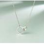 FANCIME Sterling Silver Infinity Interlocking Circles Pendant Necklace Small Mother Daughter Necklace Dainty Fine Jewelry for Mom Women Teen Girls,16+ 2'' Extender