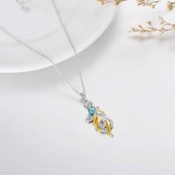 AOBOCO Phoenix Necklace Sterling Silver with Austria Crystal, Birthday Anniversary Gift for Women Wife
