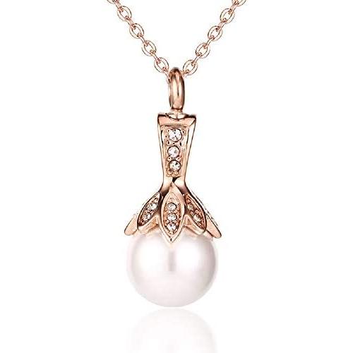 Muyuer Pearl Urn Necklace Pendant Hold Cremation Ashes Keepsake Memorial Jewelry