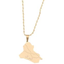 Stainless Steel Fashion Iraq Map Pendant Necklace Gold Color Map Of Iraq Jewelry