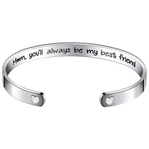 Unomor Bracelets for Women Mom Inspirational Gifts Cuff Bracelet Bangle Personalized Jewelry Birthday Gift for Her Stainless Steel Engraved with Gift Box Unomor Bracelets for Women Mom Inspirational Gifts Cuff Bracelet Bangle Personalized Jewelry Birthday Gift for Her Stainless Steel Engraved with Gift Box