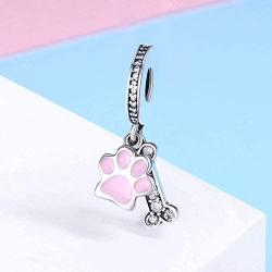 Annmors Dog Paw Print Charm Animal Lucky Charms fits Pandora Charms Bracelets for Woman-925 Sterling Silver Pendant,Jewelry Gifts for Women Bracelet&Necklace