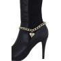TFJ Women Fashion Jewelry Boot Bracelet Gold Metal Chain Links Shoe Bling Love Heart Charm
