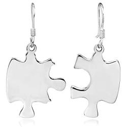 Fun & Chic Jigsaw Puzzle Pieces .925 Sterling Silver Dangle Earrings