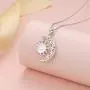 DAOSHANG 925 Sterling Silver Synthetic Opal Celtic Moon and Sun Pendant Necklace for Women Birthday Jewelry Gift, 18” Chain
