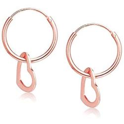 Big Apple Hoops - Jewelry High Polished Sterling Silver Small Heart Charm Hoop Earrings Made from Solid 925 Sterling Silver in 3 Color Rose, Silver, Gold Special Fashion Gifts for Women, Teens, Men