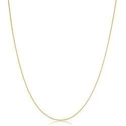 Kooljewelry 10k Yellow Gold 0.6 mm Diamond-cut Cable Chain Necklace (16, 18, 20 or 24 inch)