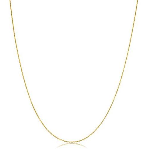 Kooljewelry 10k Yellow Gold 0.6 mm Diamond-cut Cable Chain Necklace (16, 18, 20 or 24 inch)
