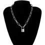 GVUSMIL Y Lock Pendant Necklace for Women Men Long Chain Punk Multilayer Choker Key and Lock Necklaces for Girls Boys Gift