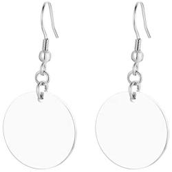 Stainless Steel Round Flake Simple Plain Dangel Drop Earrings